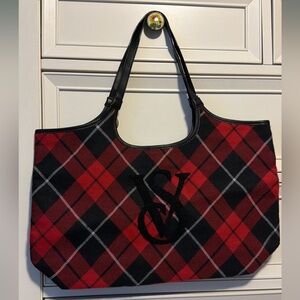 Stylish Red and Black Plaid Victoria’s Secret Tote Bag